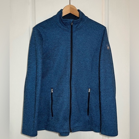 Spyder Jackets & Blazers - Spyder Women’s Blue Heathered Full-Zip Fleece Jacket L, Gorpcore Layering Piece